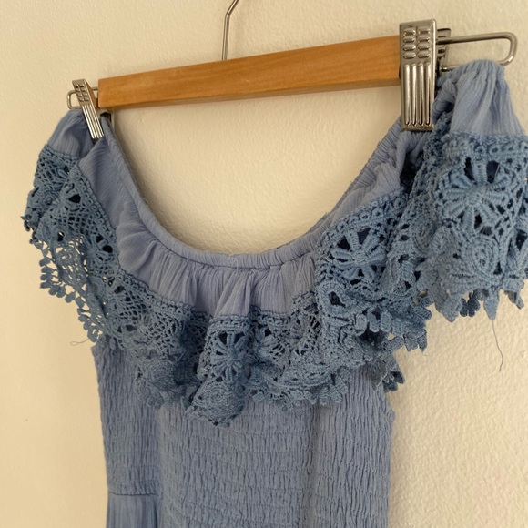 City beach Off the shoulder long womens dress-blue - Picture 6 of 7